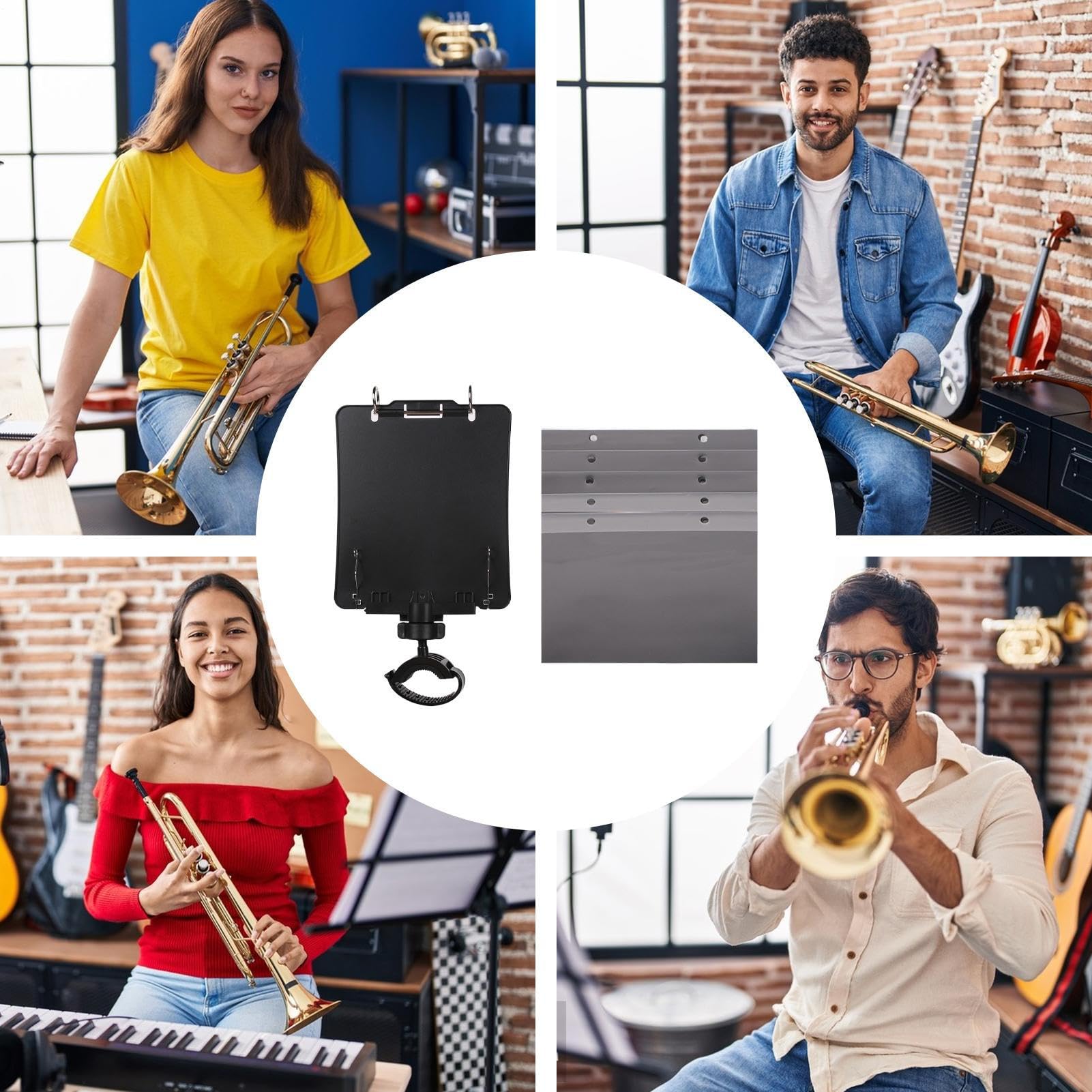 Lira Para Trombón: Fácil Y Ergonómico, Soporte Para Música De Lira De Marcha, Abrazadera Duradera Para Partituras De Instrumentos, Para Trompeta, Escenario, Ensayo, Desfile, Estadio, Práctica, Mú