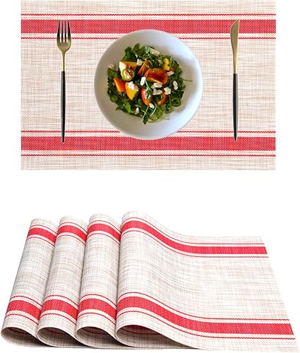 Miniatura 7 de REDANDOR Manteles individuales de vinilo de plástico, lavable, resistente al calor, duradero, PVC, antideslizante, tejido para cocina, comedor