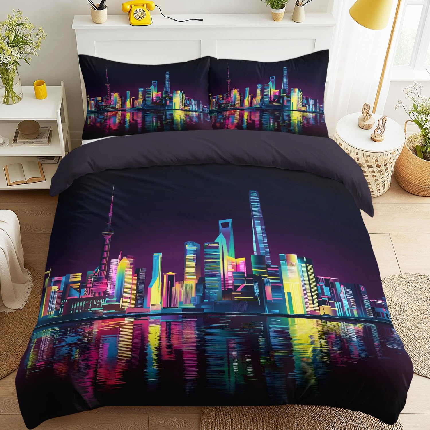 Housse de couette 240x260 couleurs vibrantes microfibre premium