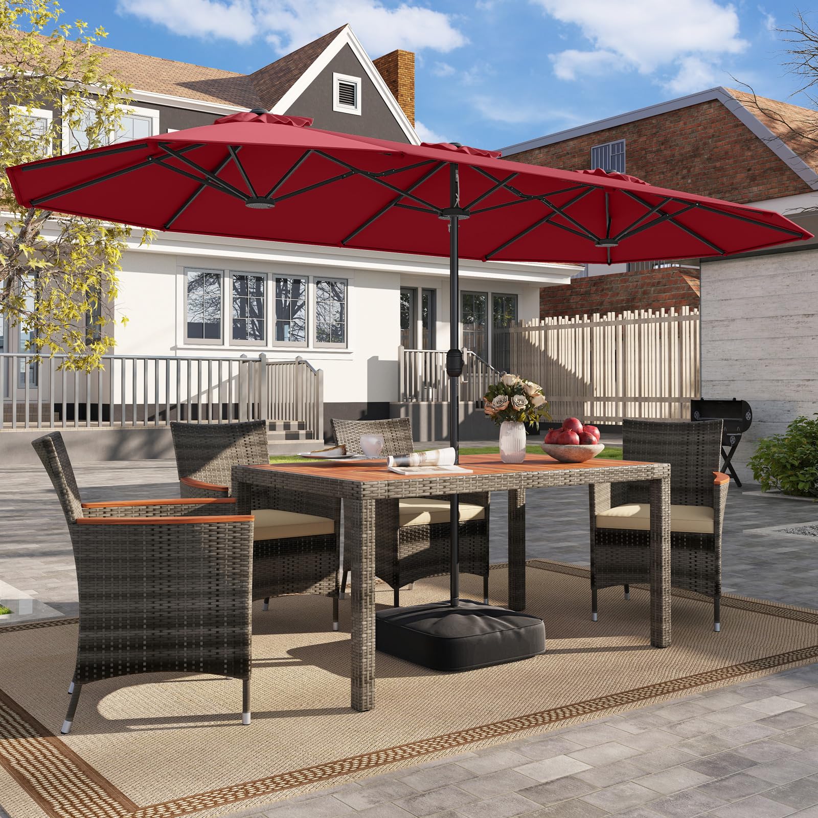 apluschoice 10 hanging roma offset umbrella outdoor patio cantilever Offset Umbrella 10FT Cantilever Patio Hanging Umbrella Outdoor Market  Umbrella with Crank and Cross Base (Beige)
