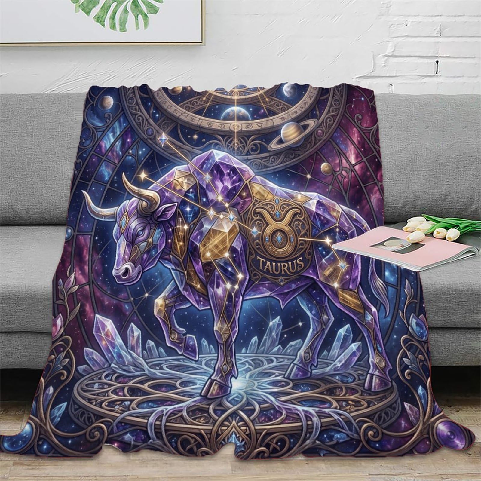 H3B8U2Y5 Taurus Zodiac Dreamy Bull Warm Throw Blanket, Bedroom Couch Travel