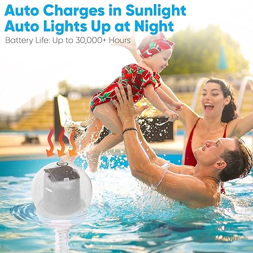 Miniatura 5 de Pyle Termómetro flotante para piscina con luz LED solar  Sensor de temperatura inalámbrico impermeable para bañera de hidromasaje, spa, estanque,