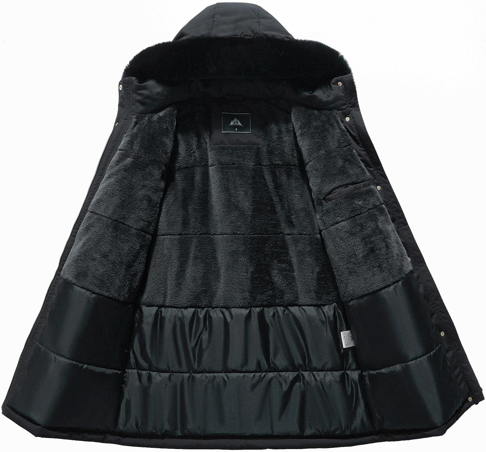 MOERDENG Piumino invernale da donna, lungo, spesso, foderato in pile, caldo piumino con cappuccio staccabile in pelliccia sintetica