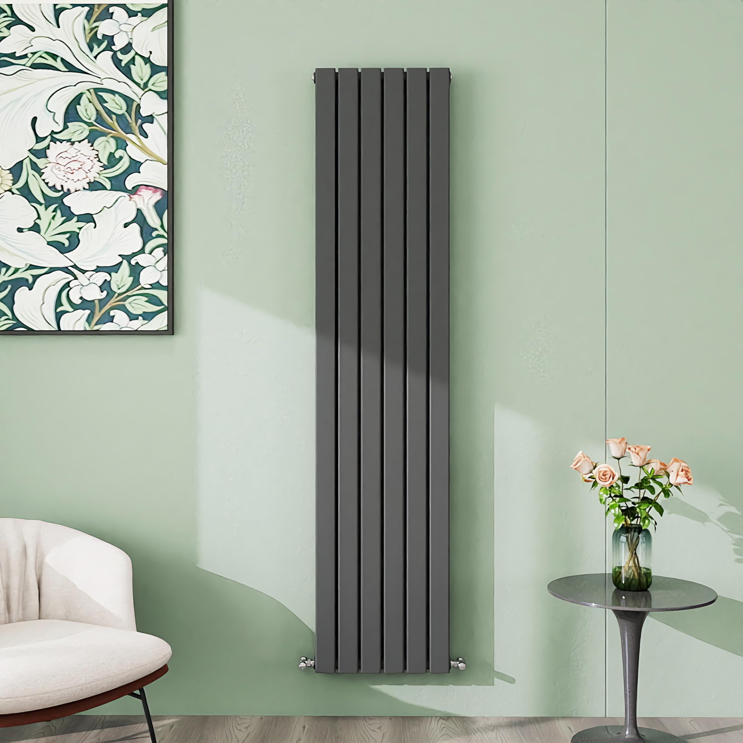 Simple Bathroom 1800×408mm Anthracite Vertical Designer Radiator Double Panel Modern Central Heating Flat Panel Radiators
