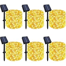 Solar String Lights Outdoor Waterproof 6 Pack Total 198ft 600LED Warm White