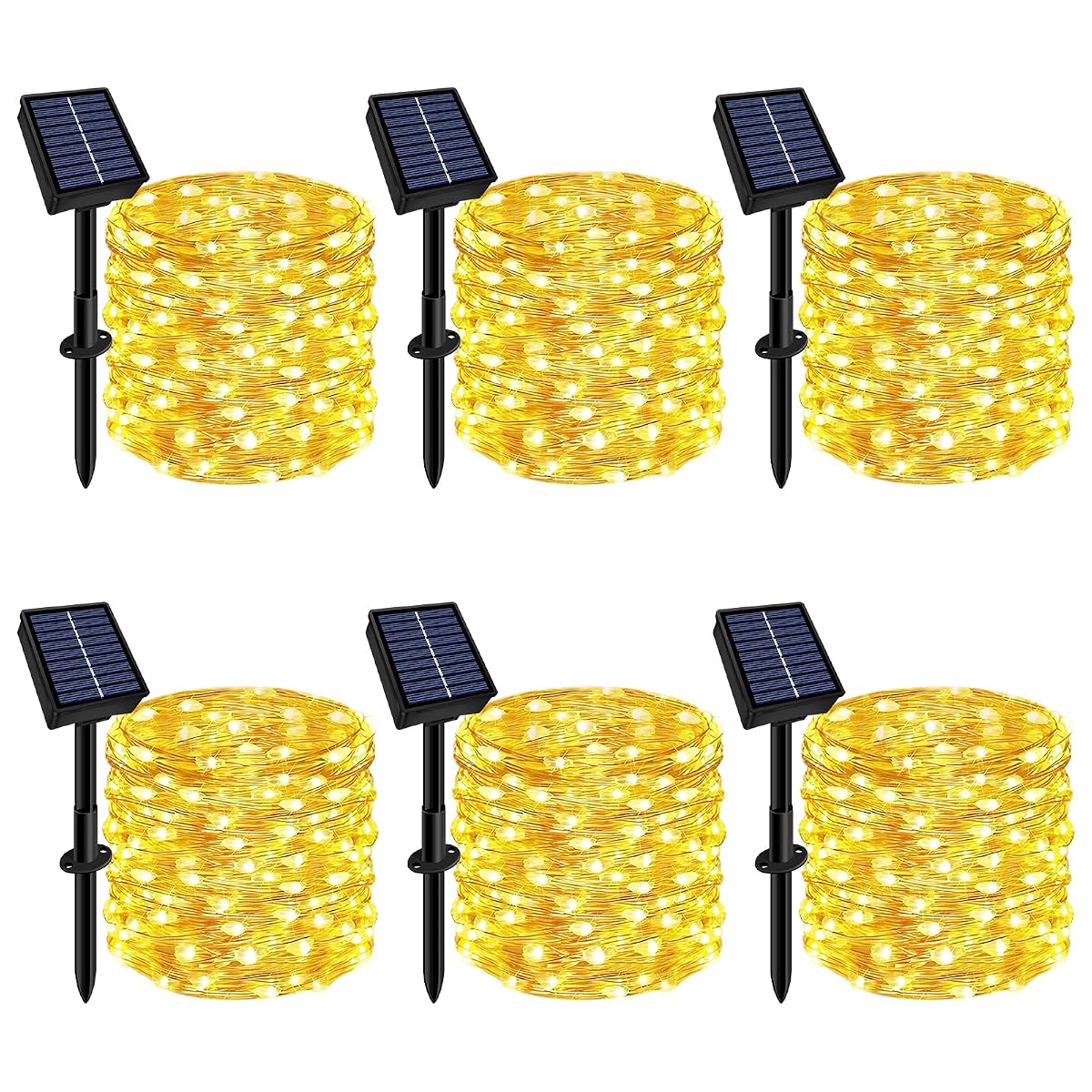 Solar String Lights Outdoor Waterproof 6 Pack Total 198ft 600LED 8 Modes
