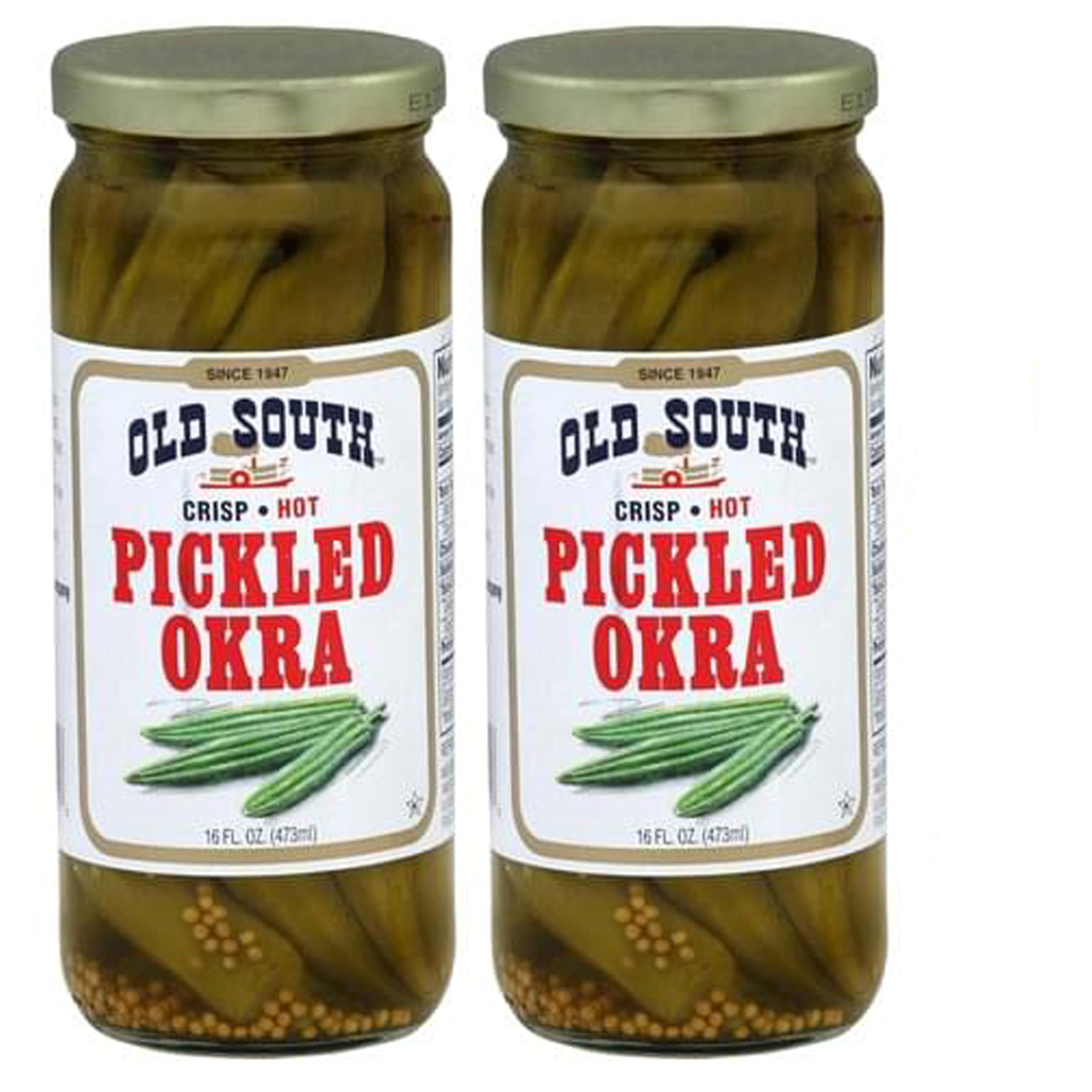 Old South Pickled Hot Okra 16 Oz (2 Pack)
