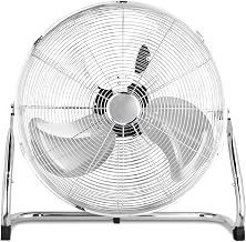 Pro Beeze 50cm (20") Industrial Floor Fan with Carry Handle for Home and Gym - Powerful 120W Motor, 3 Speeds and Adjustable Head - Chrome