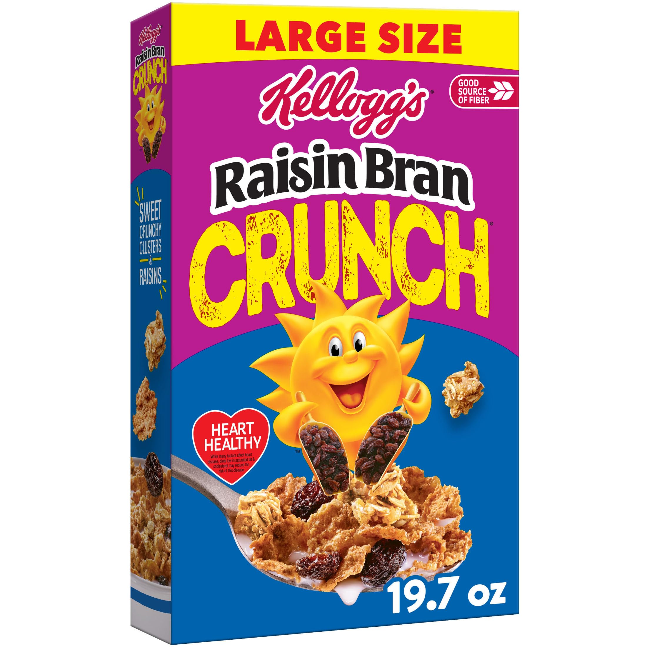 Kellogg'sRaisin Bran Crunch Breakfast Cereal, Good Source of Fiber, Large Size, 19.7 oz