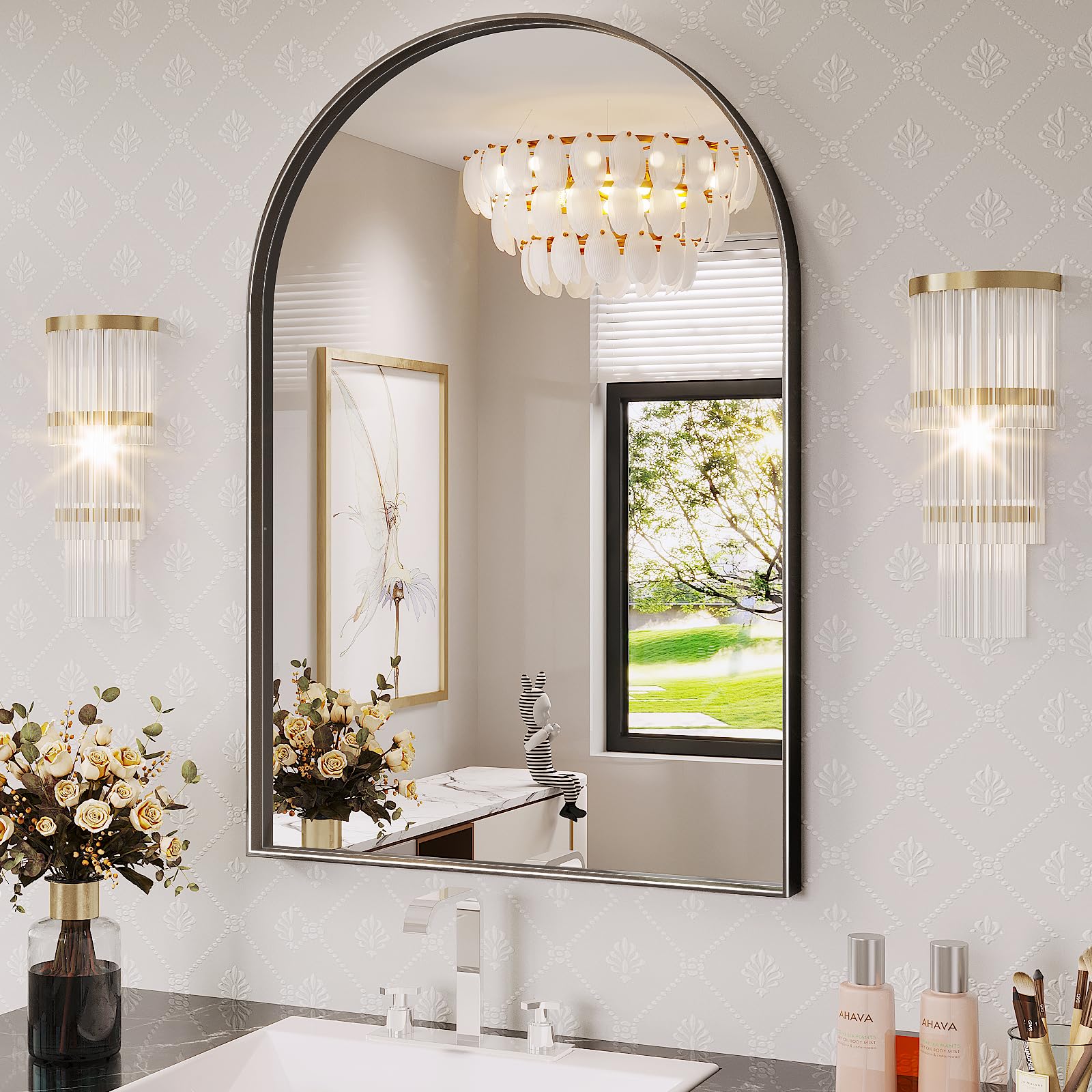 Amazon.com: JIINGYO Arch Mirror, 22 x 30 Inch Black Arch Mirror