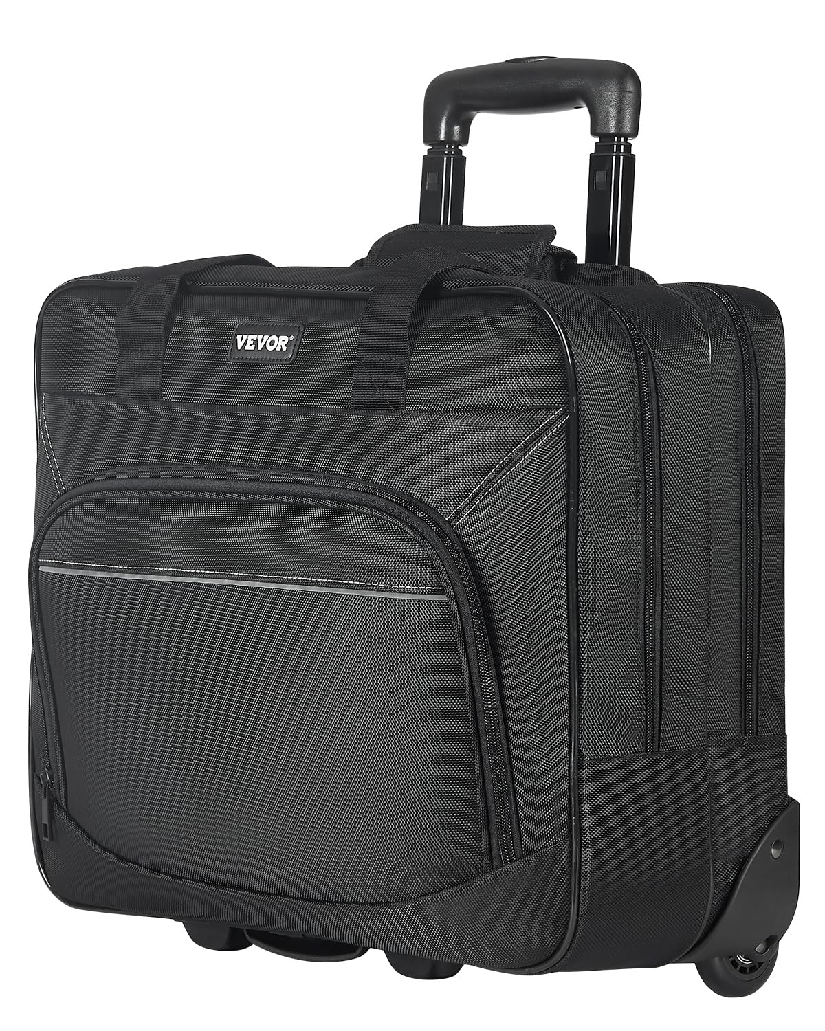 VEVOR Sac à roulettes pour Ordinateur Portable 15,6 Pouces, Mallette à roulettes pour PC, Poignée Télescopique à 4 Hauteurs, Tissu Oxford 1680D, pour Travail, Voyages d'affaires, Femmes, Hommes, Noir