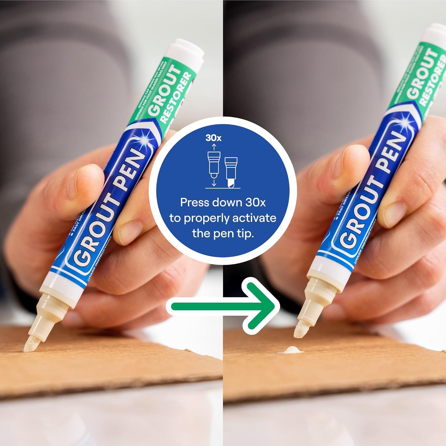 Grout Pen Ivory Tile Paint Marker: Waterproof Grout Paint, Tile Grout Colorant and Sealer Pen - Ivory, Narrow 5mm Tip (7mL)