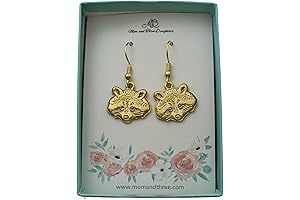 Racoon Earrings In Gold Plated Pewter On Stainless Steel Hooks, Cute Raccoon Gifts