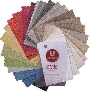 LUSTROWIN Natural Linen Blend Fabric Sample Booklet, 27 Colors Available