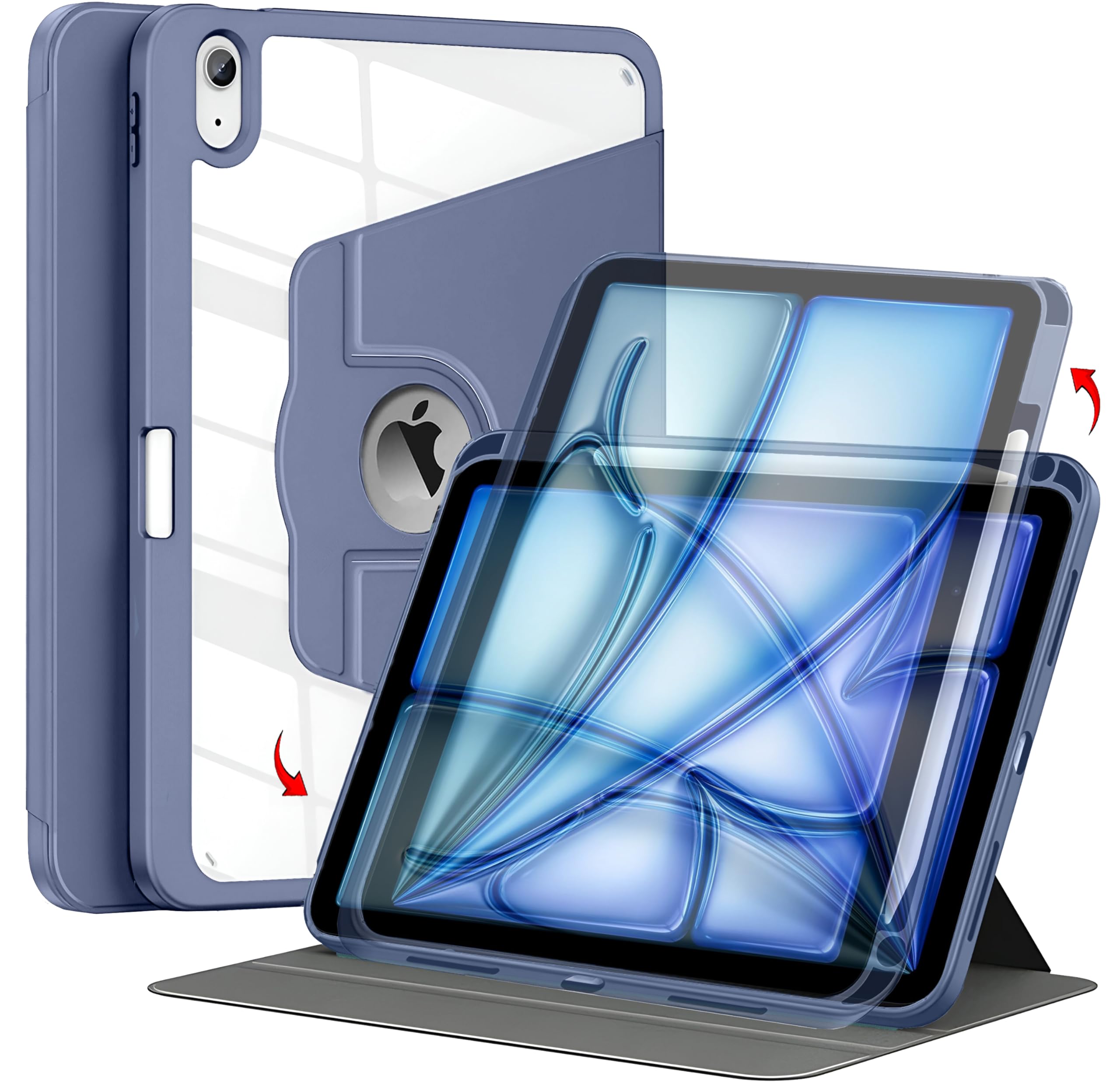 ProElite for iPad Air 11 inch 2024, iPad Air 5th/4th Gen 10.9" & Pro 11 inch 2022 4th/3rd Gen case Cover, 360 Degree Rotatable Smart Flip Cover Transparent Back with Pencil Holder, Lavender (B0CCS8XXQ8) Amazon Price History, Amazon Price Tracker