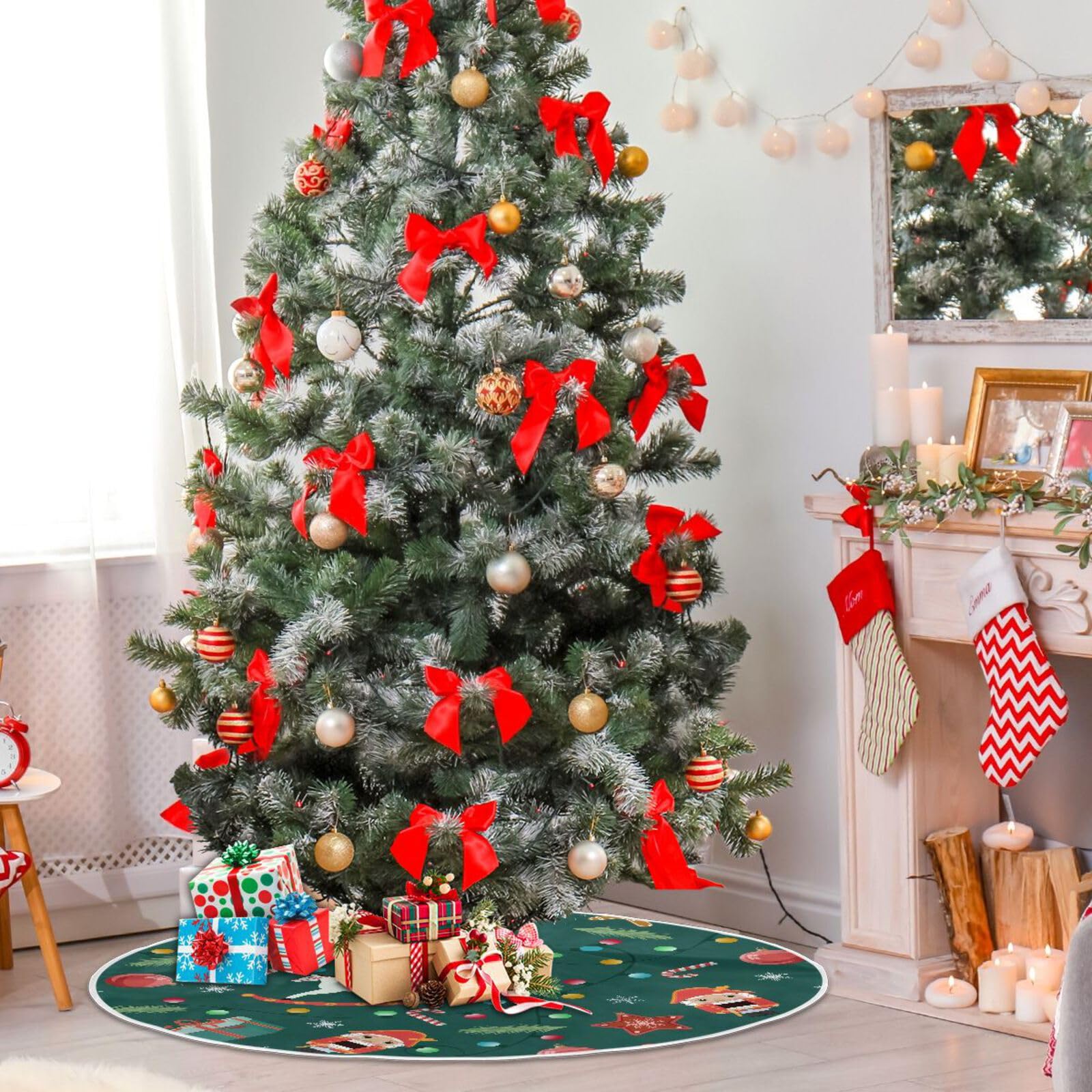 Jupe De Sapin De Noël Rouge 91,4 Cm - Motif Casse-noisette Rustique Pour Décorations De Fêtes
