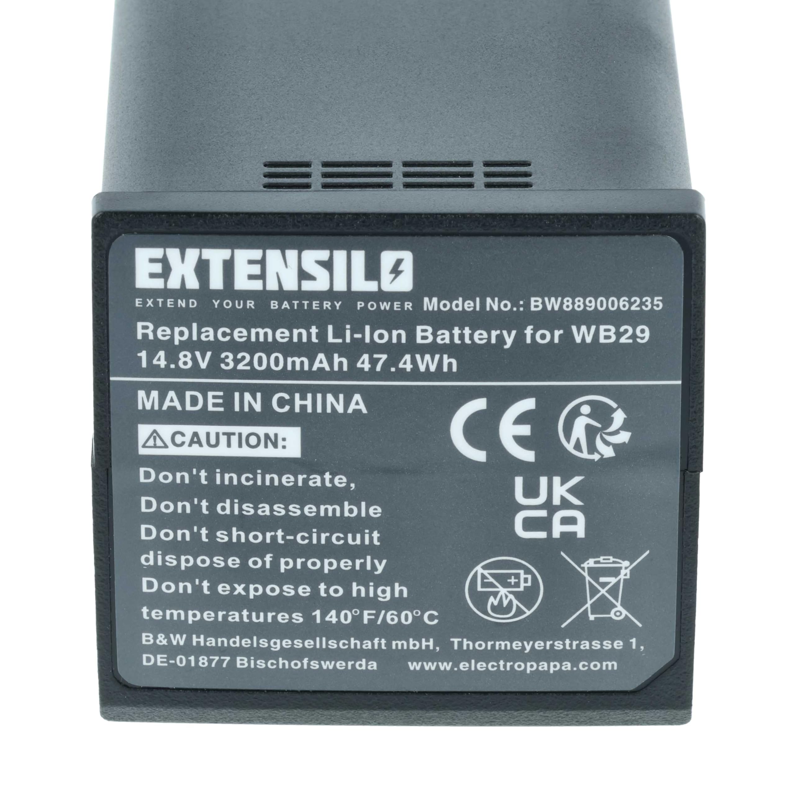 2X Akku kompatibel mit Godox WB300P, AD200, AD200pro, AD300 Pro Flash Blitzgerät, Kamera-Blitz (3200 mAh, 14,8 V, Li-Ion)