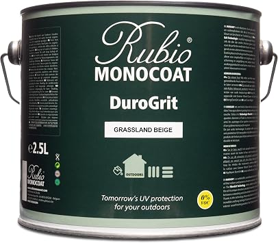 Rubio Monocoat DuroGrit Outdoor Wood Oil, Stain & Sealer, 375 ft2 - Grassland Beige | 1 Layer, UV Protection for Deck, Fence & Furniture | 2.5L