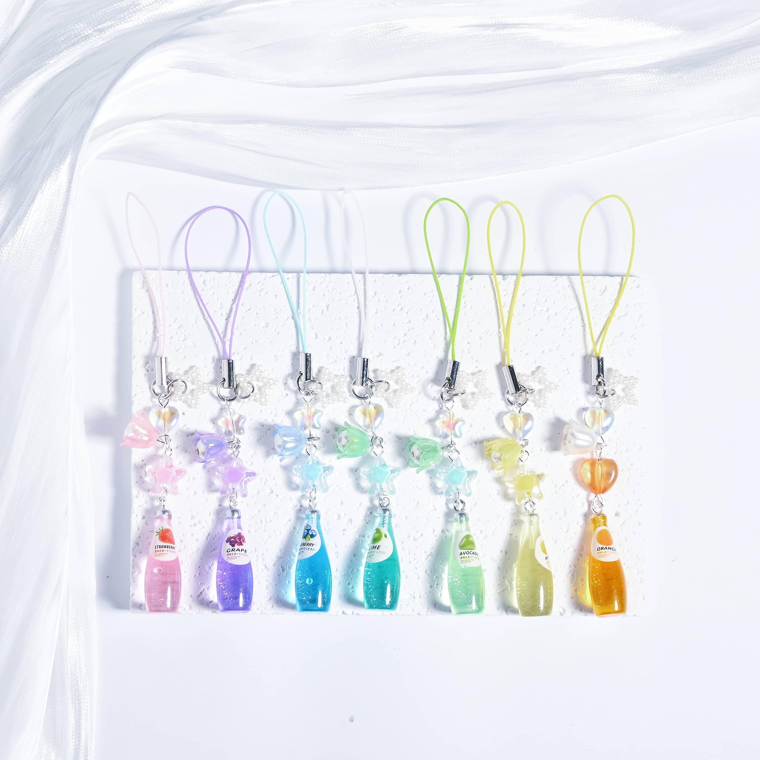 DLYFNVEV Blueberry Phone Charms Blue Phone Keychian Charm Fruit Soda Charms Aesthetic Cute Flower Beaded Phone Chain Bag Accessories For Women Teen Girls For Summer