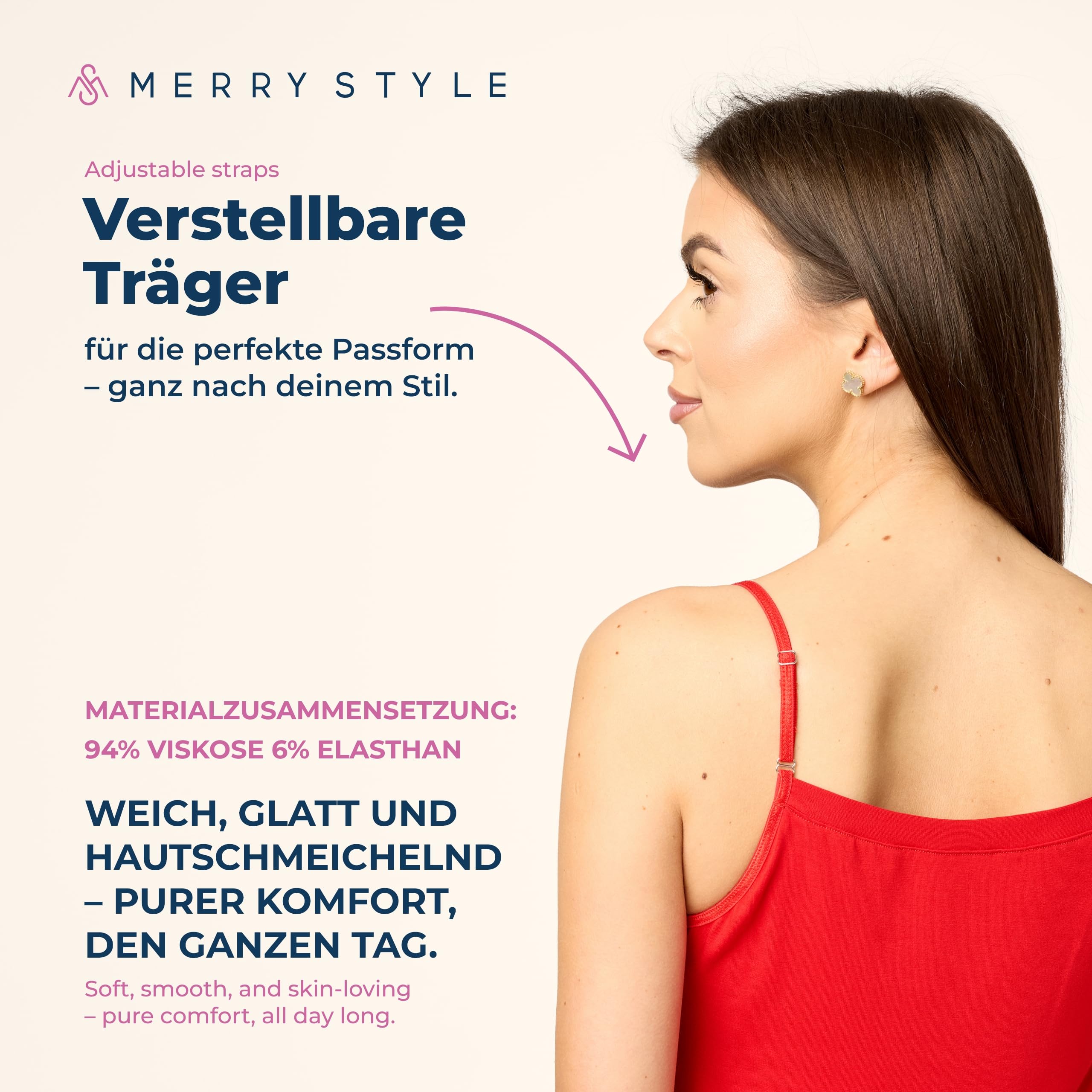 Merry Style Damen Unterkleid kurz Petticoat Knielänge einstellbare Träger Bequeme und atmungsaktive Unterkleider zu tragen als Nachthemd oder Kleid MS10-315