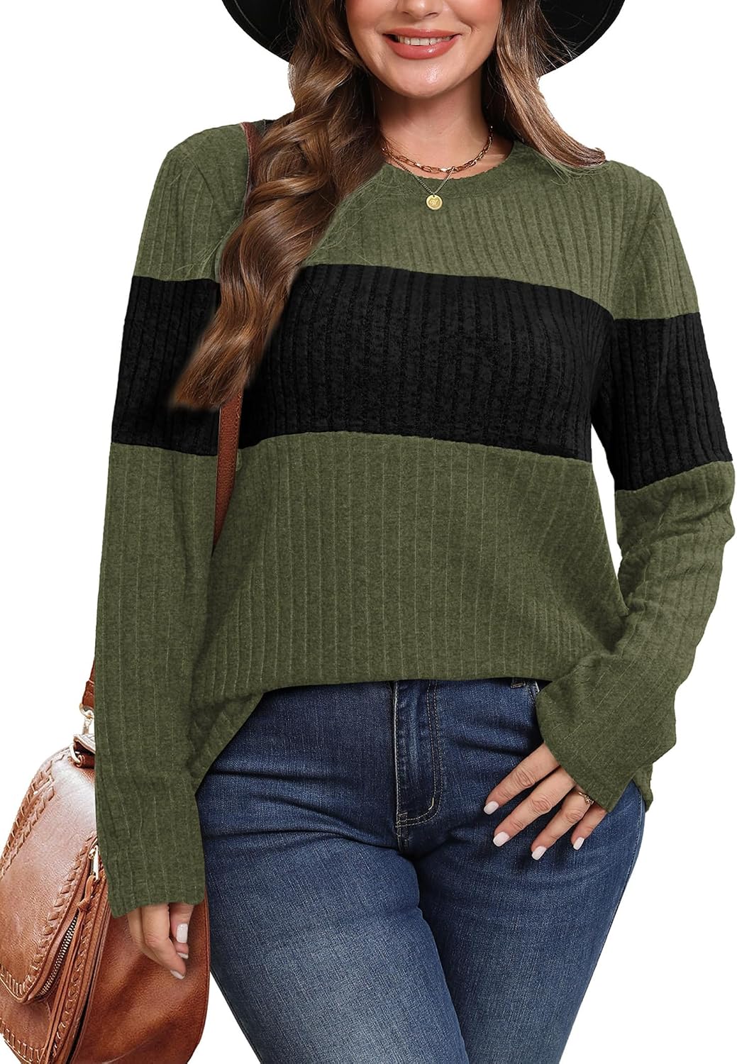  Womens Sweaters Trendy Color Block Tops Long Sleeve Shirts Fall Outfits Early Fall Fashion 2026 Winter Clothing thumbnail