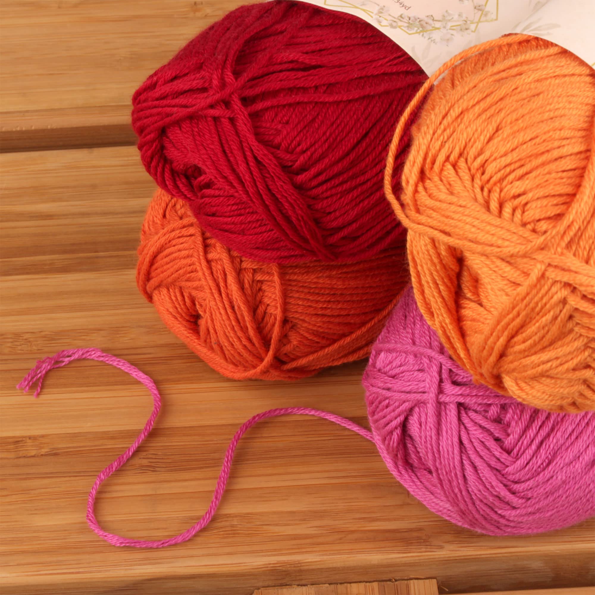 JubileeYarn Bamboo Cotton Sport 4 Ply Yarn - 50g/Skein - Shades of Orange - 4 Skeins, 84 Shades of Orange - Image 3