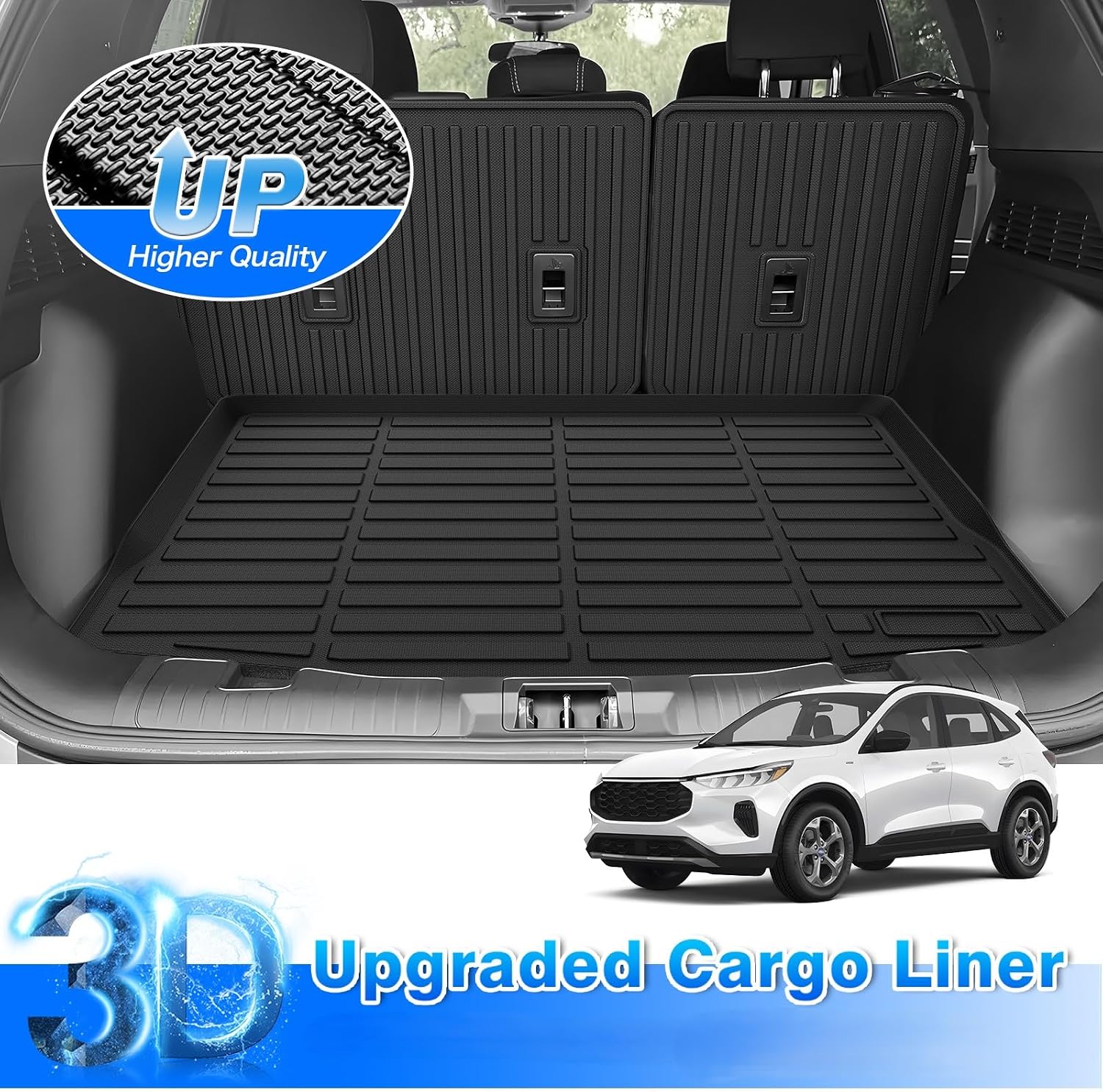 Escape Cargo Liner - Trunk Mat for Ford Escape Hybrid 5 Seats 2020-2026, All Weather Cargo Mat for Escape Accessories, Heavy Duty Car Mats, Car Accessories