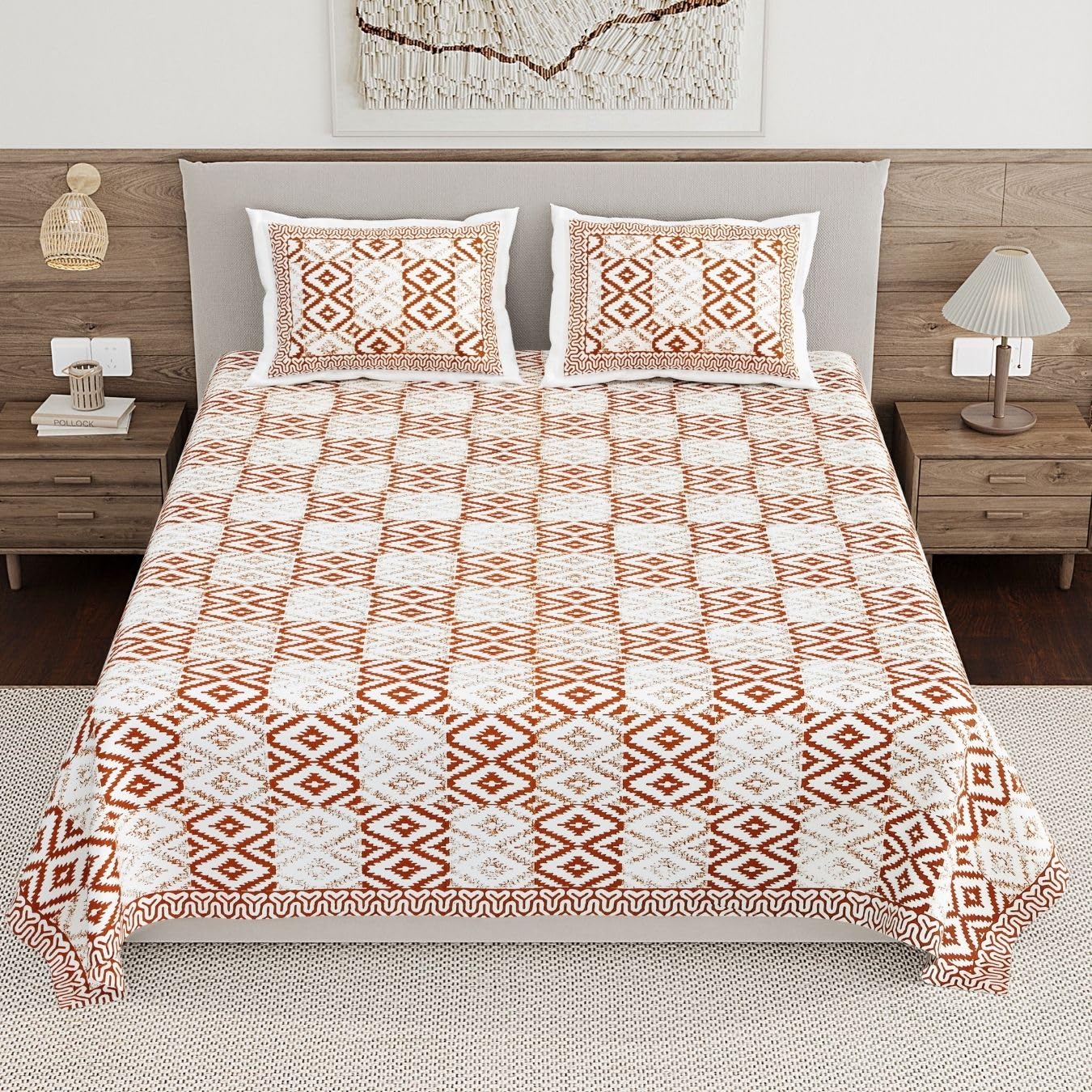 Living Roots Pure Cotton Bedsheets - Grey Paisley -23
