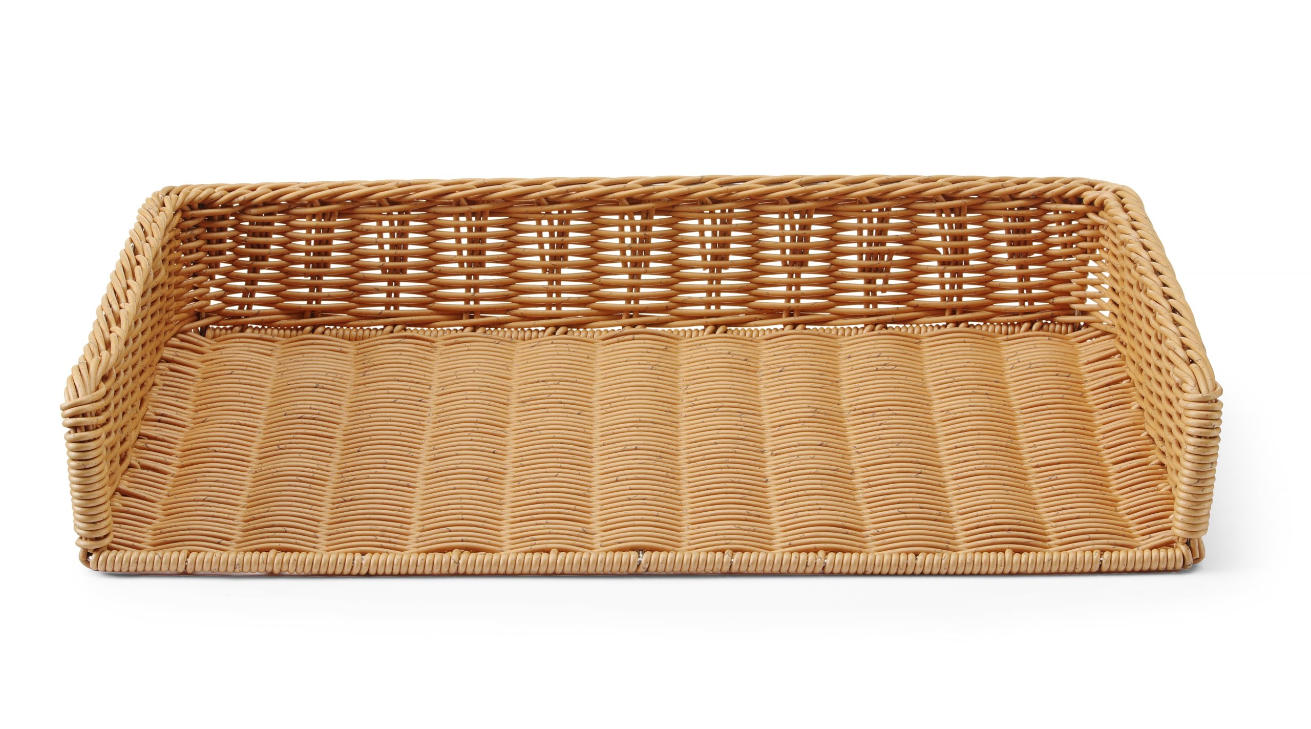 HENDI Cestino per pane, rinforzato con una montatura in acciaio inossidabile, cestello-espositore-display porta pane per la presentazione e la conservazione del pane, 595x395x(H)105mm, polyrattan