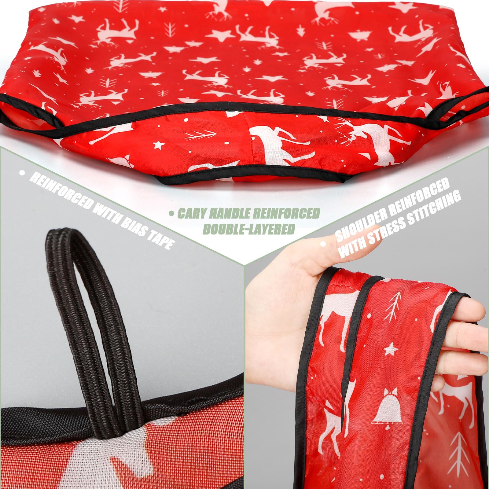 20 Pcs Christmas Gifts Christmas Reusable Grocery Bags Bulk Storage Pouch Shopping Bags Foldable Machine Washable Tote Zipper Pouch for Home