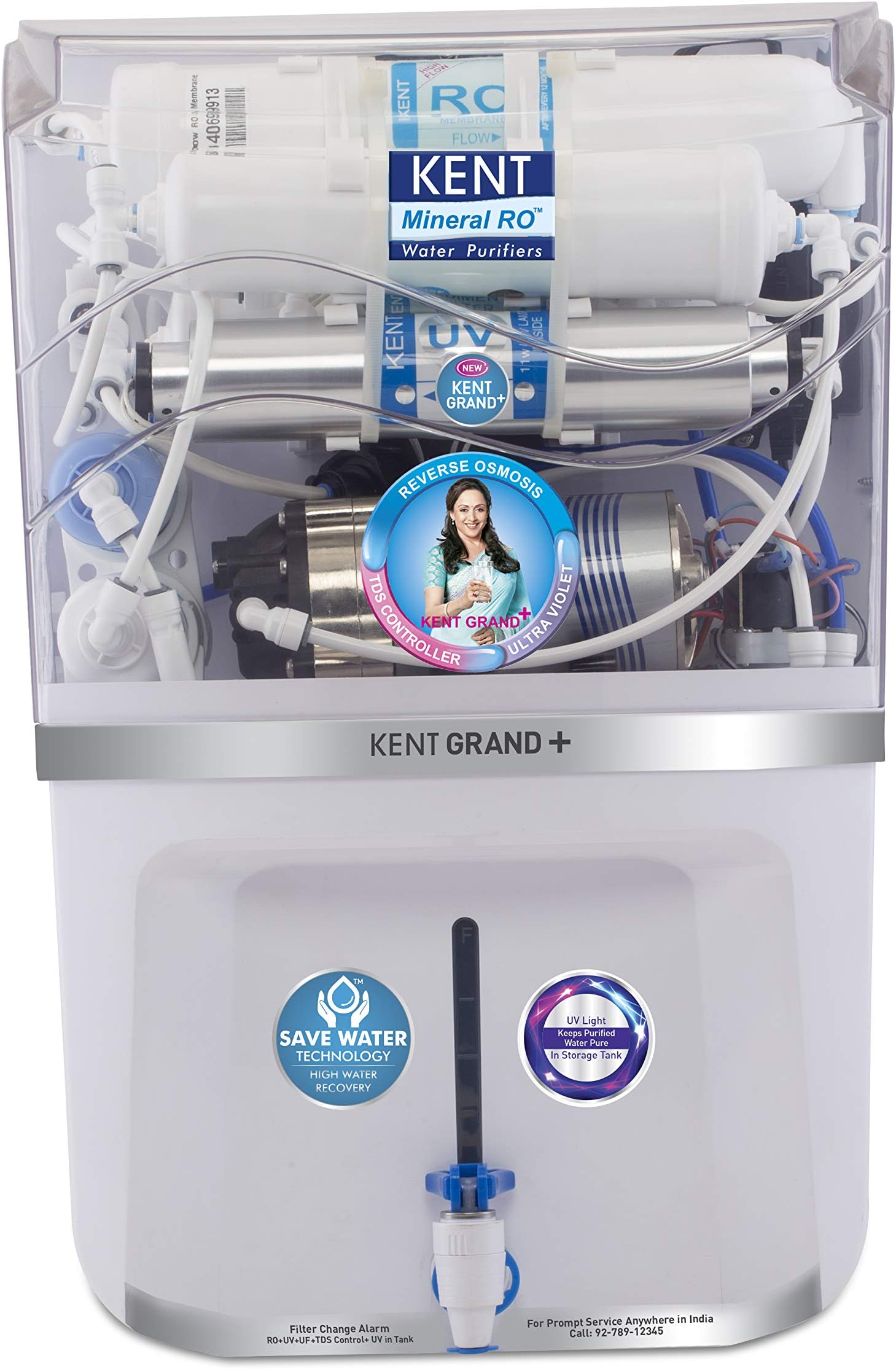 KENT Grand+ 9- litres RO + UV + UF + TDS Controller + UV in Tank Water Purifier