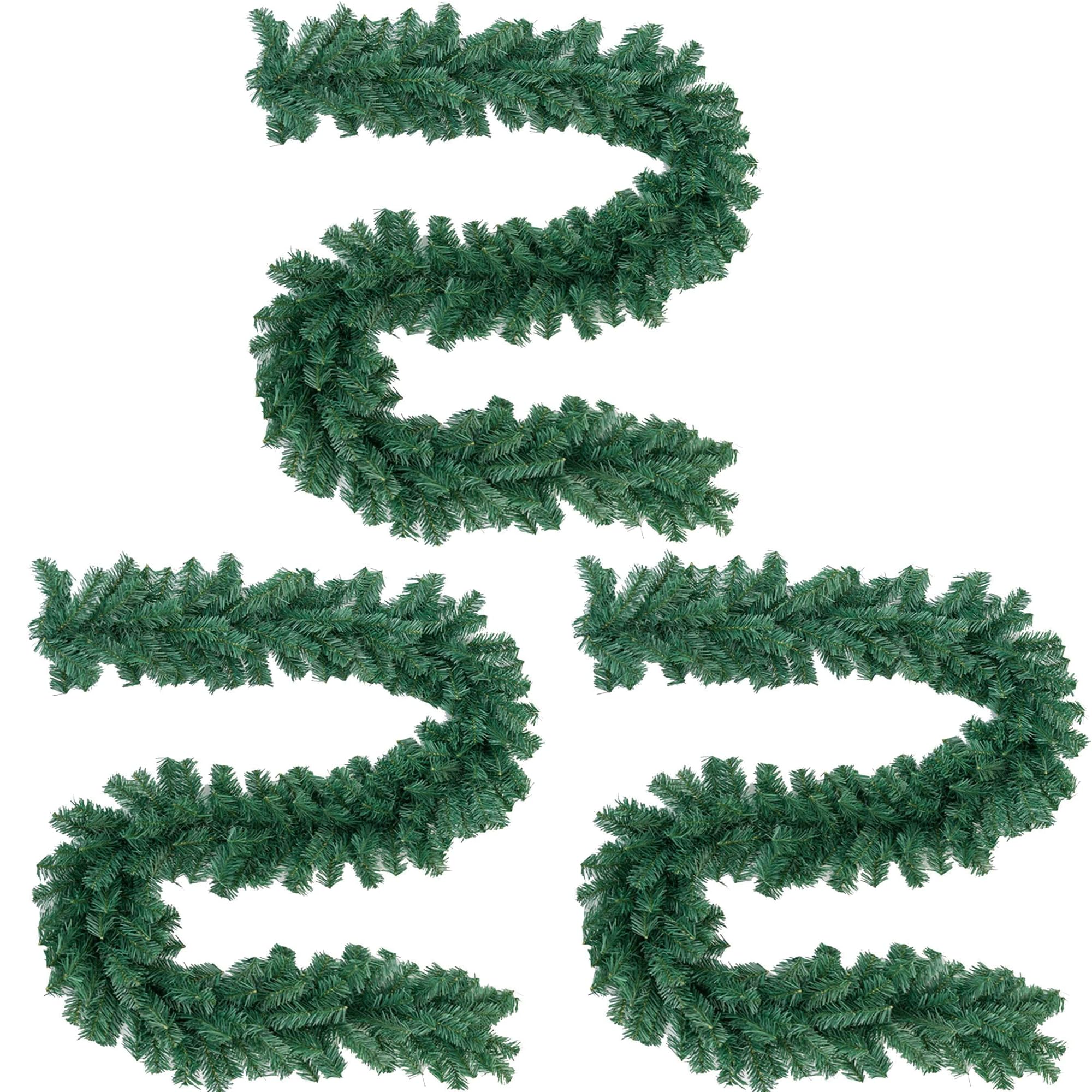 Guirnalda Navidad Verde 2,7 Metros Flexible y Resistente, sin luz, Apta Luces LED, moldeable DIY para Interior Exterior Chimenea, barandilla, Puerta, Ventana, árbol, decoración (3, 2,7M 250 Puntas)