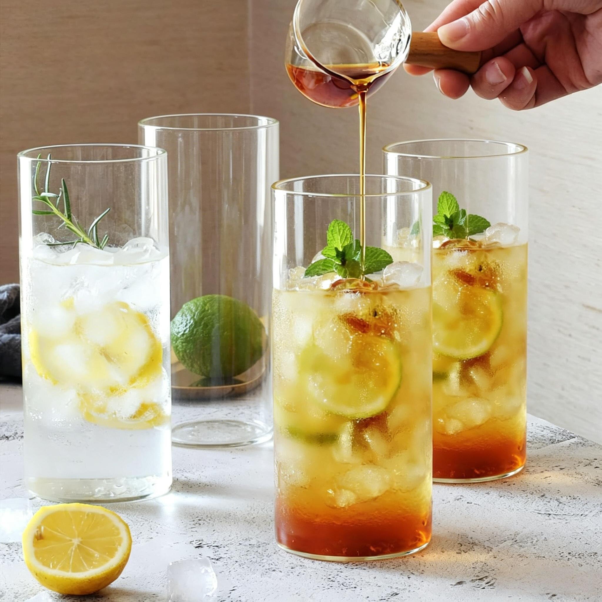 Set di 4 bicchieri trasparenti da 400 ml, bicchieri da acqua e long drink, sottili, rotondi, eleganti bicchieri da bar per acqua, succo, birra, bevande e cocktail, mojito e bevande miste (vetro