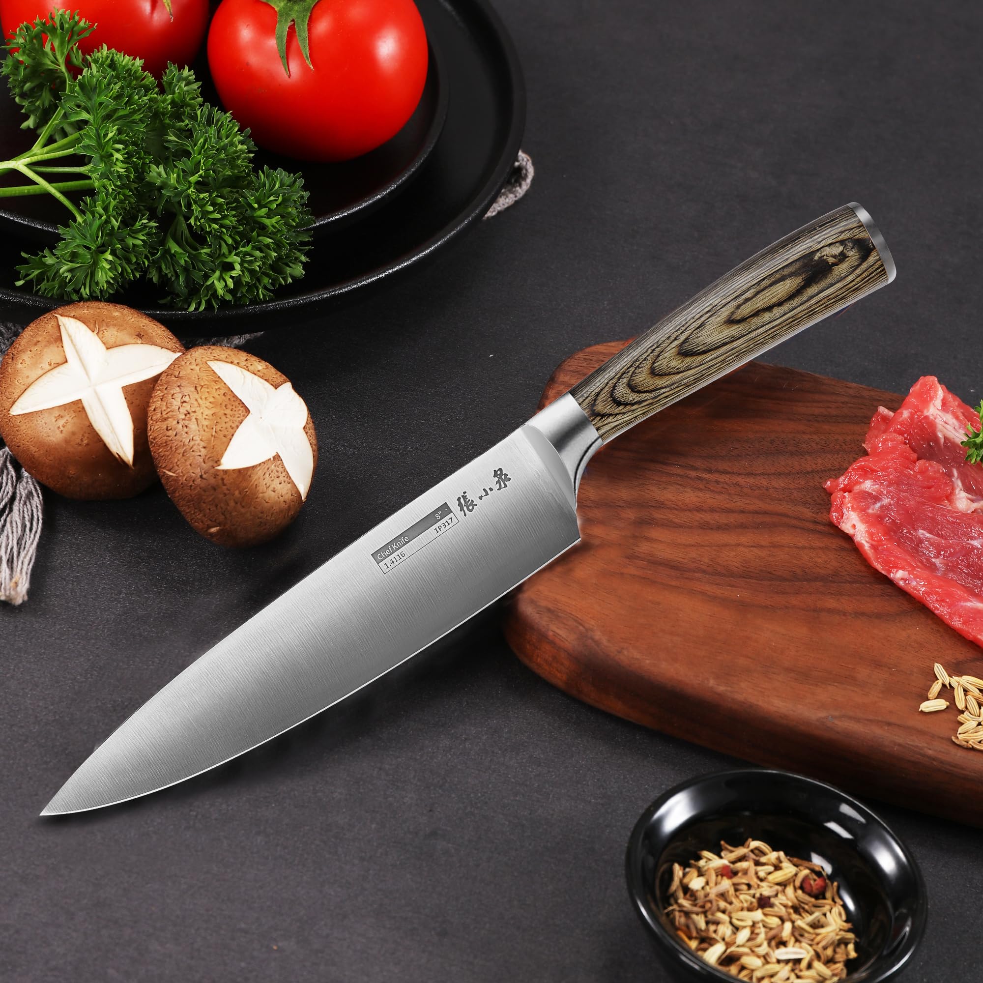 ZHANG XIAO QUAN Couteau de Chef 21 cm, Tranchant Pour Répondre Facilement aux Besoins de la Cuisine, Poignée Ergonomique en bois de Couleur Confortable et pas Facile à Glisser
