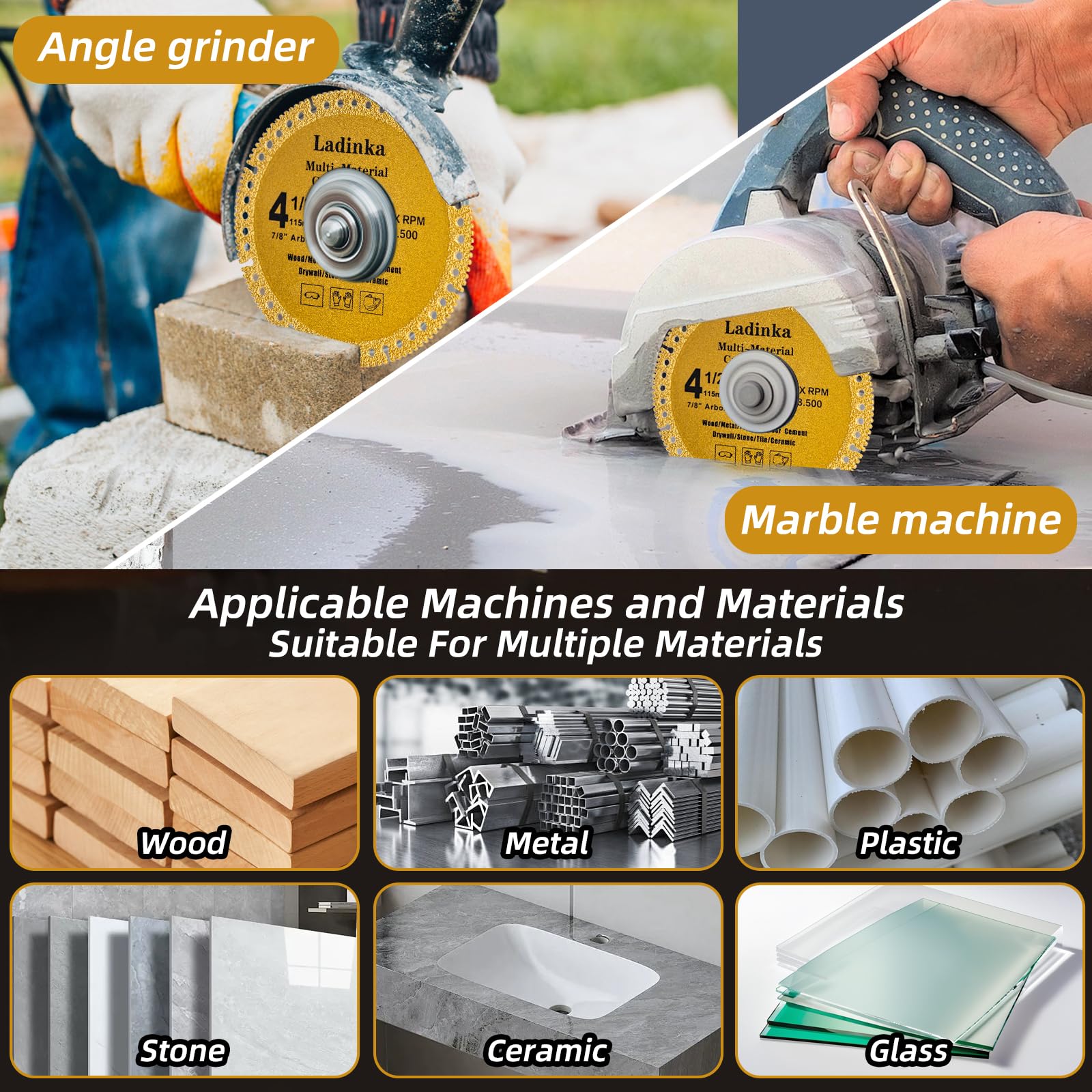 Diamond Cutting Wheels - 4 Pack for Angle Grinder -6 Diamond Cutting Wheels - 4 Pack for Angle Grinder -6