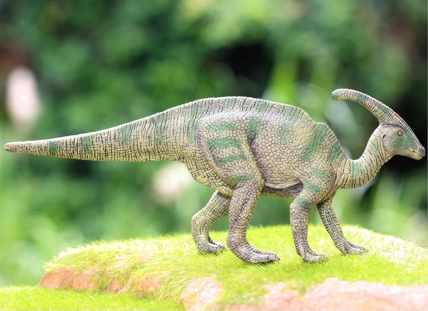 Gemini&Genius Parasaurolophus Dinosaur Toy for Kids, Parasaurolophus Dino Action Figure Toy - 7.5 Inches Length Dino Gift for 3-12 Years Old Kids (Green)