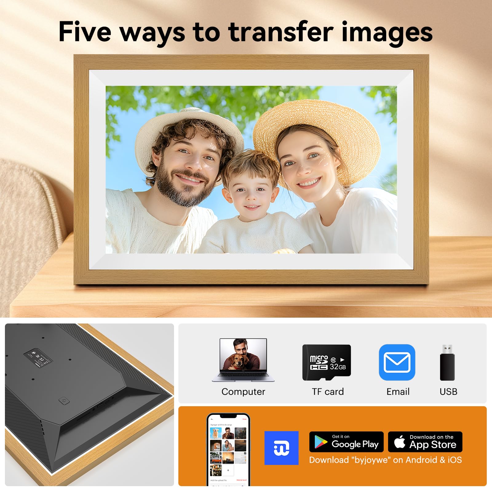 Digitaler Bilderrahmen 15.6 Zoll WiFi 32 GB Speicher IPS-Touchscreen Auto-Rotate