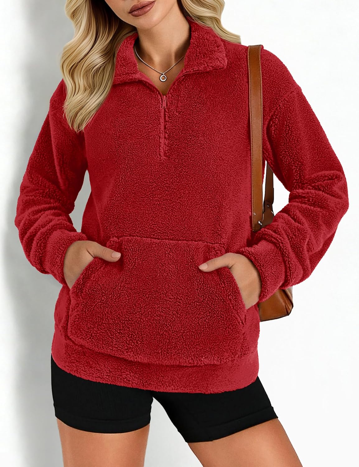 YUCOLEN Fleece Pullover Women Long Sleeve Fuzzy Half Zip Sweatshirt with Pockets Warm Winter Spring Jacket 2026 Trendy - Image 2