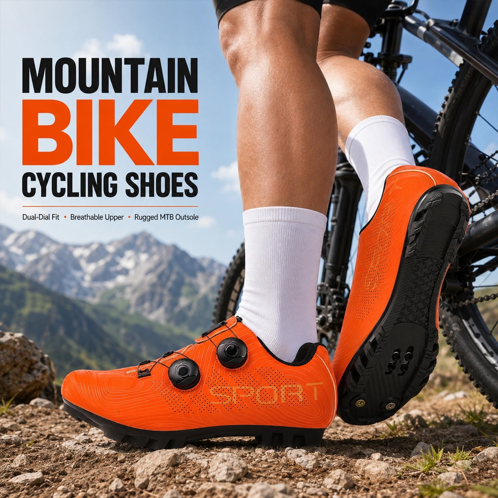Unisex Scarpe da Ciclismo, Uomo Donna PRO MTB Mountain Bike | Unisex Scarpe Ciclismo, Uomo Donna Mountain Bike, Professionali MTB Suola 2 Fori Compatibili Tutti Pedali SPD