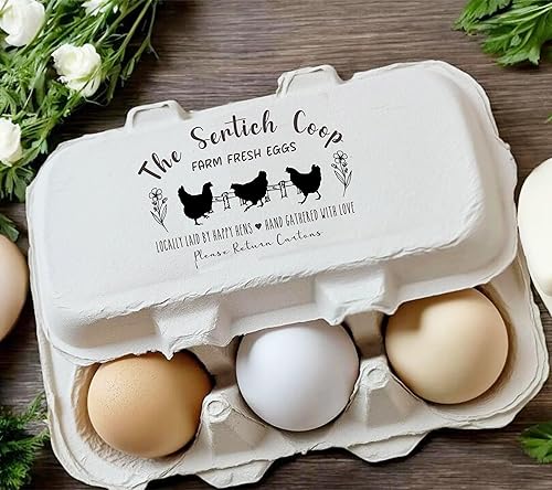 Miniatura 4 de Personalized Farm Fresh Eggs Ranch Carton Stamps Chicken Eggs Hand Gathered with Love Stamper Wooden Rubber Stamp (4x2.6 inches)
