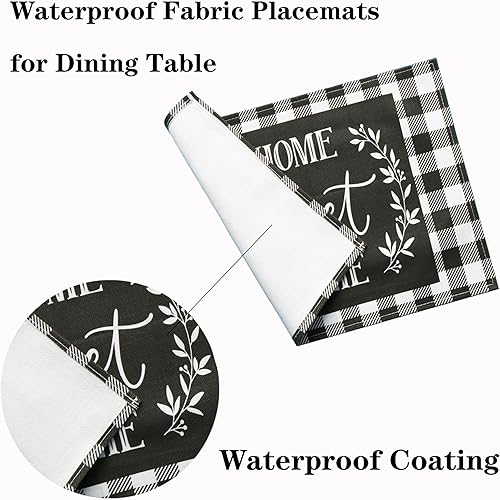 Miniatura 4 de Juego de 4 manteles individuales rectangulares de tela de lino lavables y lavables y resistentes al calor, para cocina, comedor, cena, 18 x 12