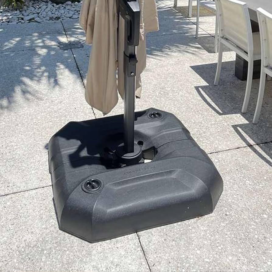 Base Pour Parasol Déporté Purple Leaf - 100kg Capacité - Remplissage Eau/Sable - Gris