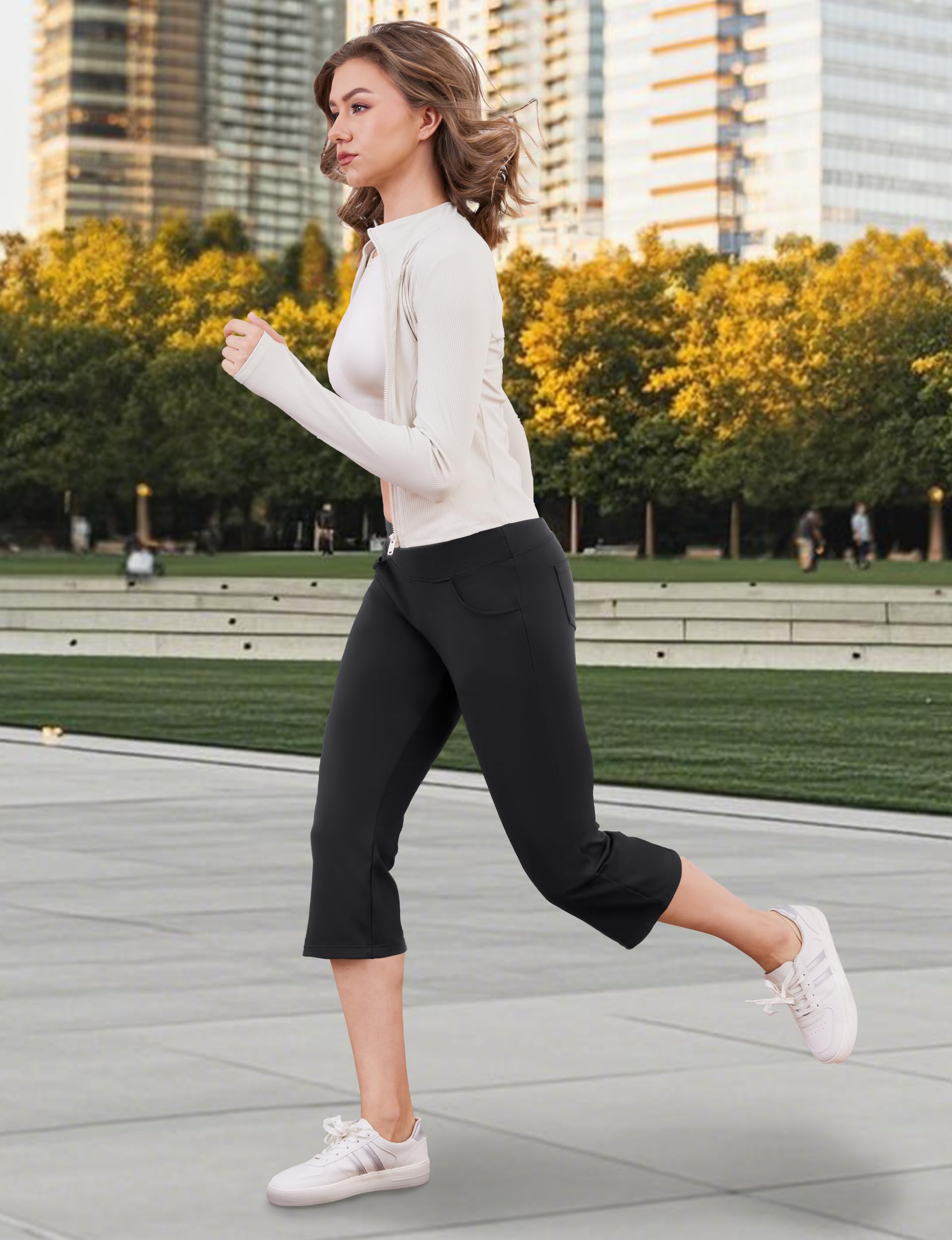 MOVE BEYOND Pantalones y Pantalones Piratas de Yoga Bootcut para Mujer con 4 Bolsillos Pantalón Corte de Bota de Cintura Alta para Vestir Pilates Fitness Entrenamiento