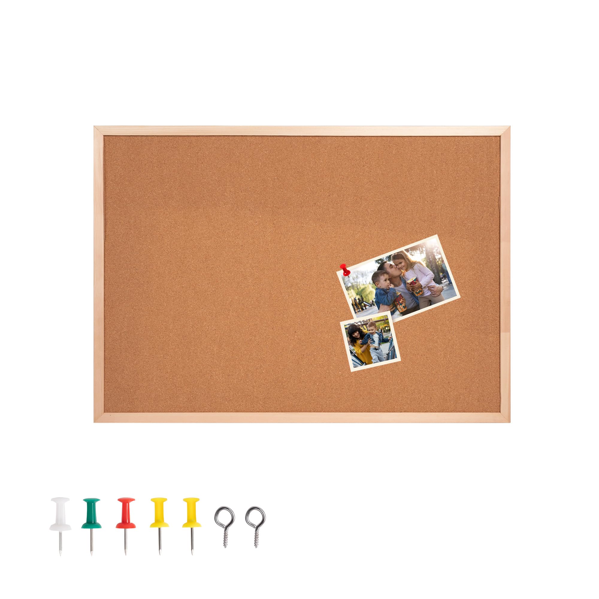 Pryma Lavagna in Sughero da Parete – Bacheca con 7 Puntine Incluse – Pannello Porta Appunti per Ufficio, Casa e Scuola (50x70 cm)