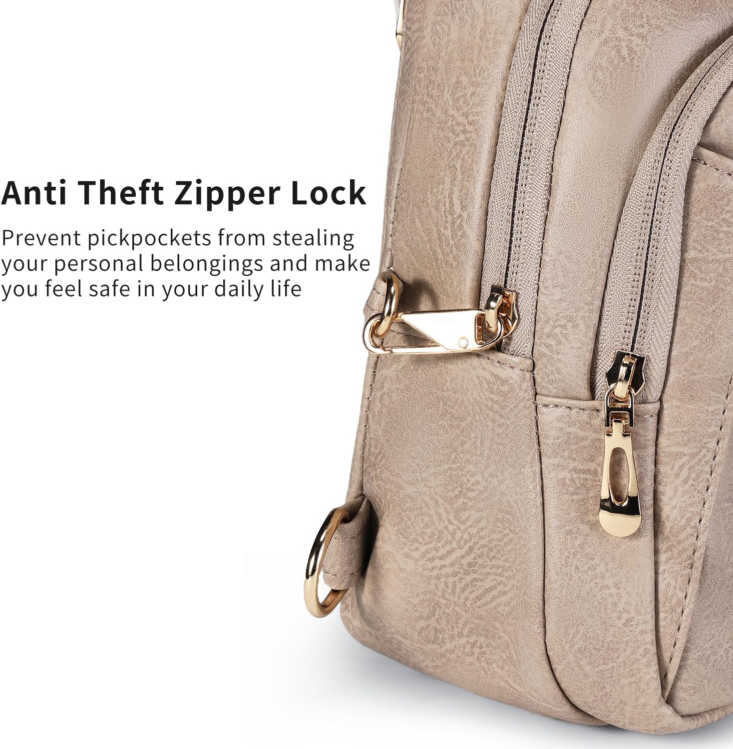 Crossbody Bags for Women Anti Theft Small Sling Handbag with Zipper Lock Vegan Leather RFID Blocking Chest Pure - Image 4