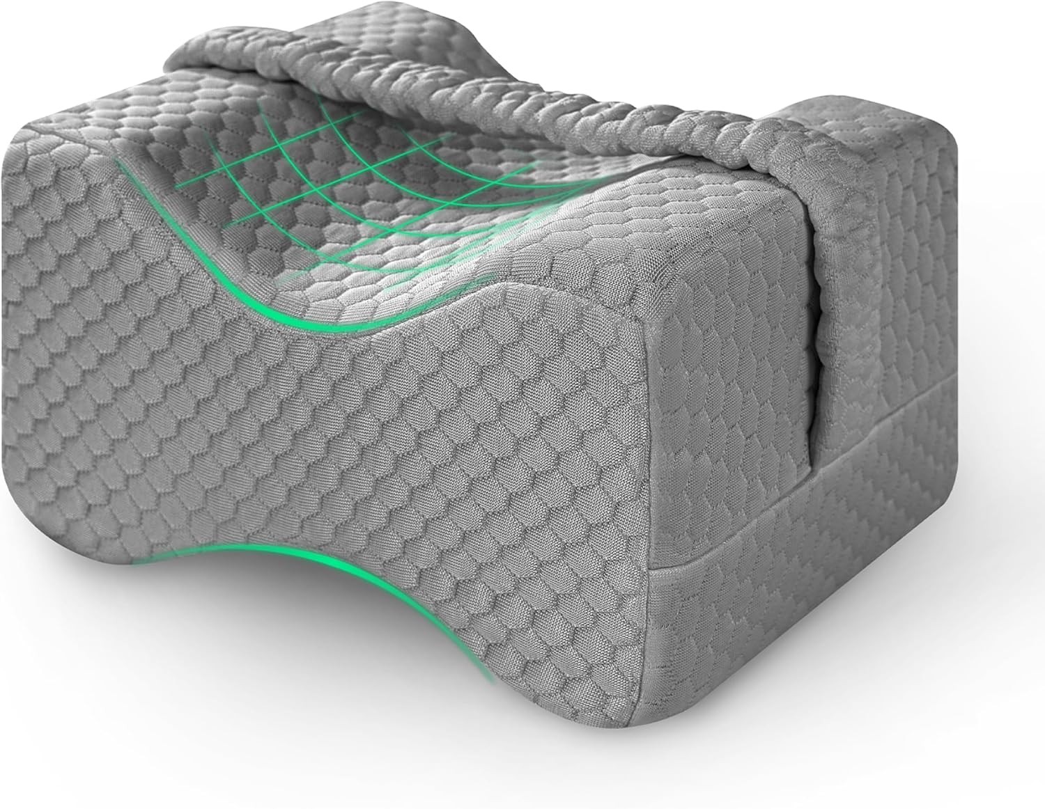 Knee Pillow for Side Sleepers Hip Pain,Charcoal Memory Foam Leg & Knee Pillow for Side Sleeping,Between Leg Pillow for Side Sleepers,Leg Pillow with Straps and Removeable Cover(Grey)