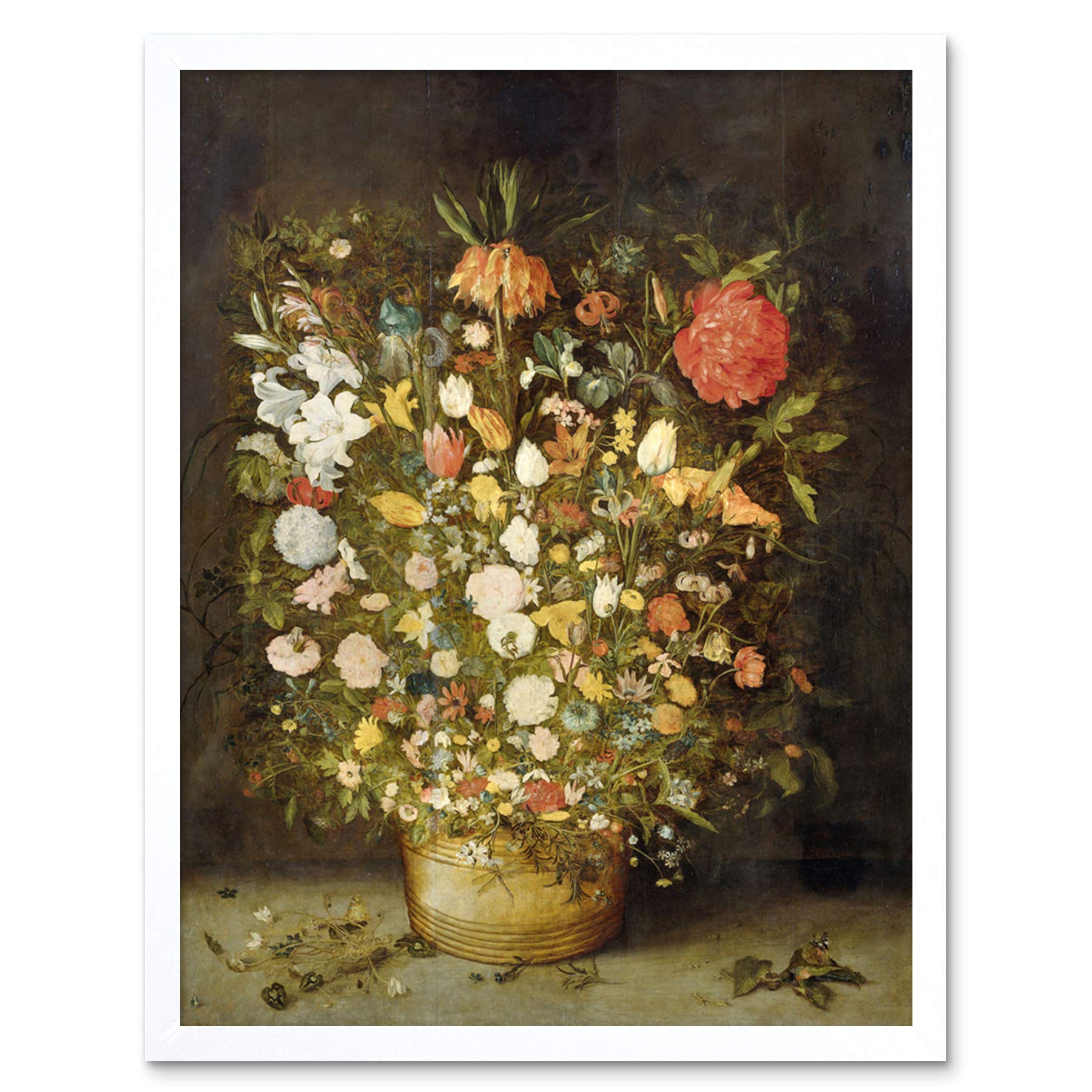 Artery8 Jan Brueghel Still Life With Flowers Painting Art Print Framed Poster Wall Decor 12x16 inch