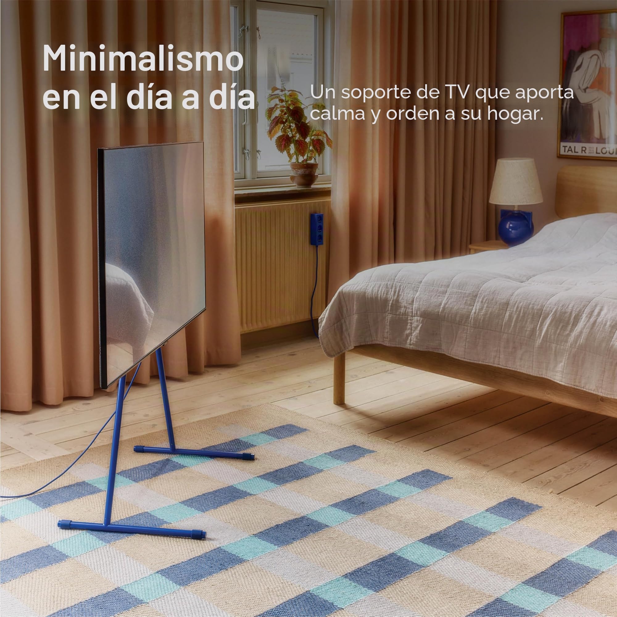 Pedestal Viva TV - Soporte para TV de 40 a 70 pulgadas, diseño moderno, patas resistentes de acero inoxidable, elegante base para TV con patas inclinadas y patas redondeadas (azul)