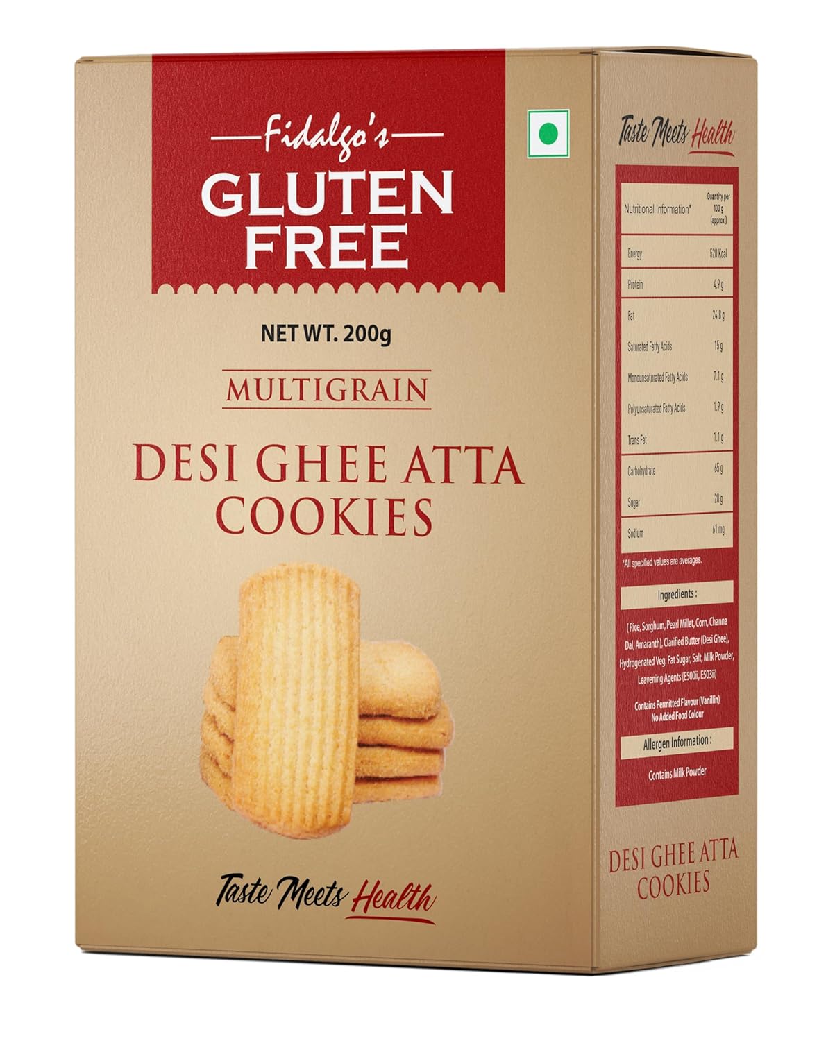 Fidalgo's Gluten Free Multigrain Desi Ghee Atta Cookies 200g Amazon