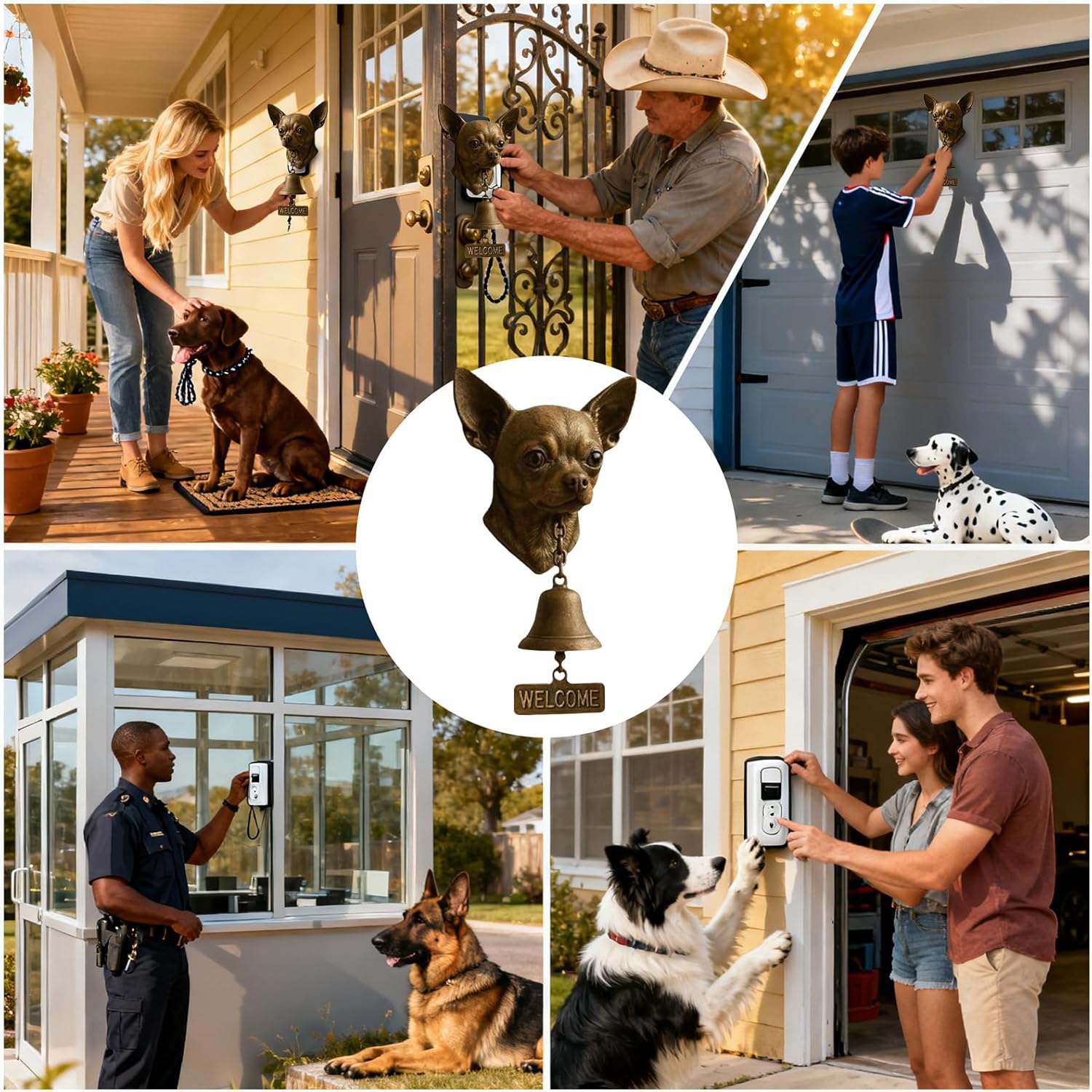 Dog Themed Doorbells - Funny Animal-Themed Vintage Decorative Doorbells Chime | Porch Dog Head Door Bell,for Gate, Garden, Yard, Home, Security Room